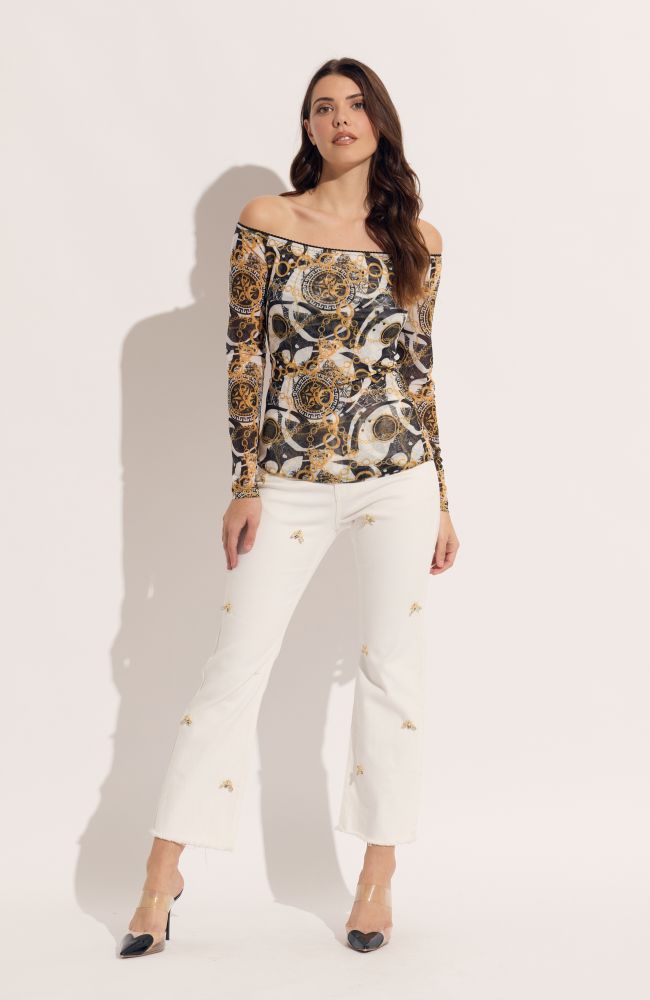 Scattered Bees on Denim Jeans