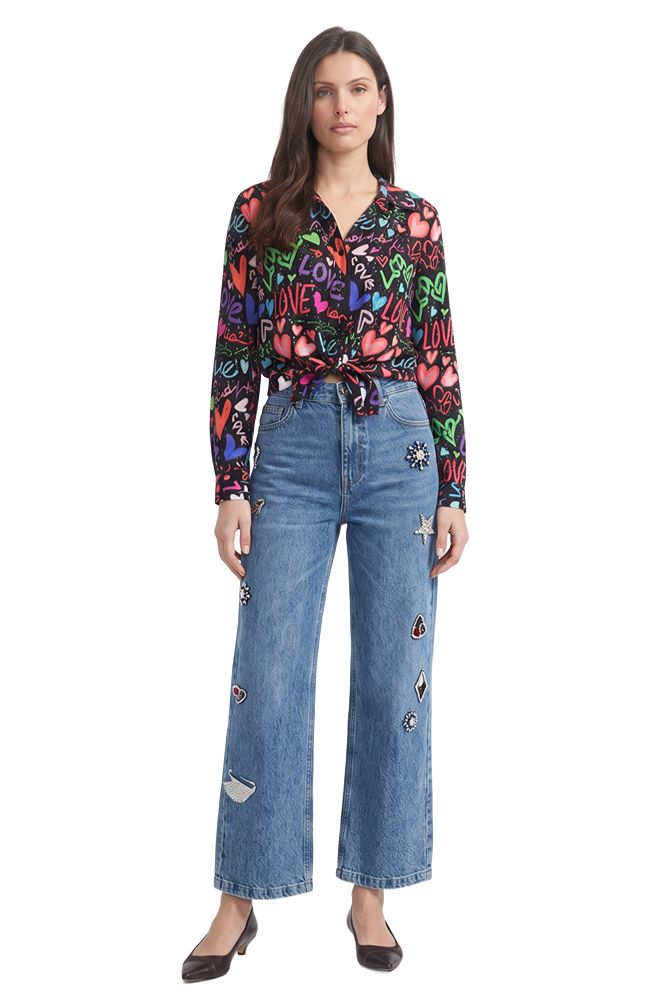 Side Brooch Detail Denim Jean