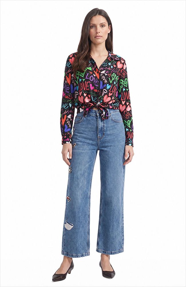 Side Brooch Detail Denim Jean