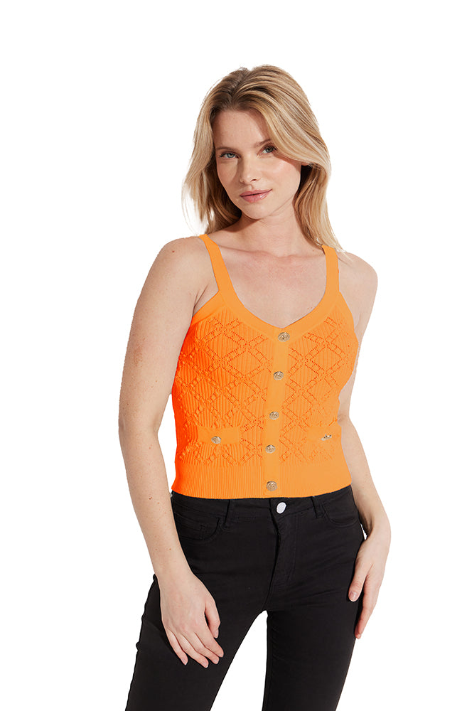 Knit Tank Top Gold Buttons