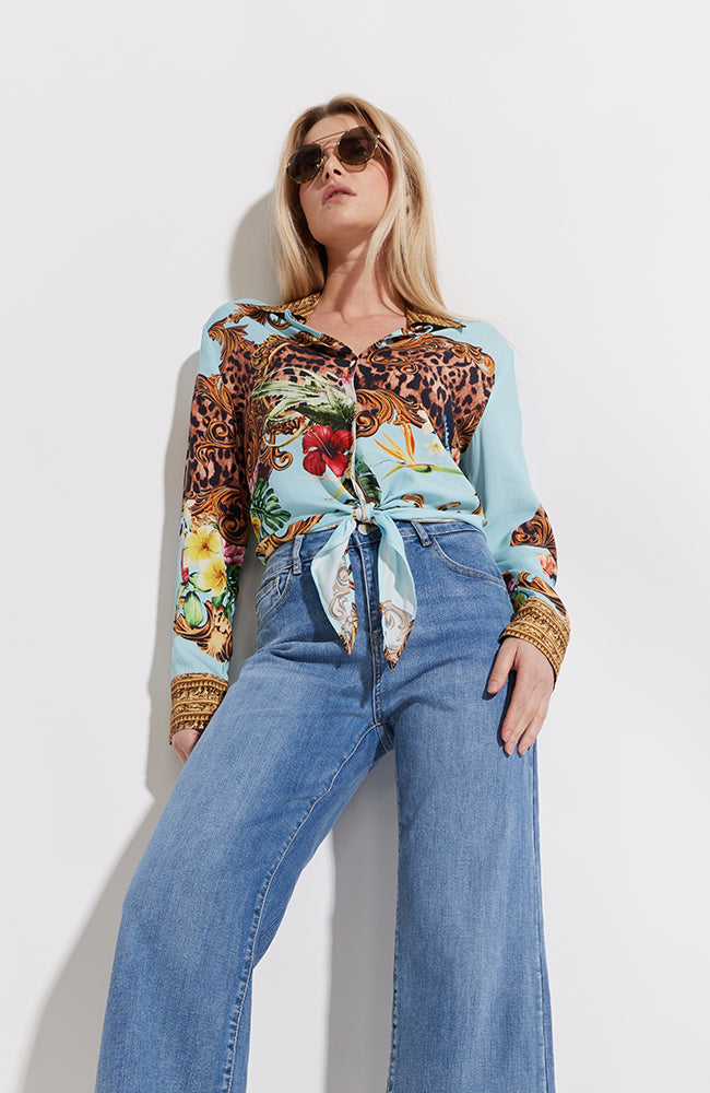 Printed Tie Hem Shirt