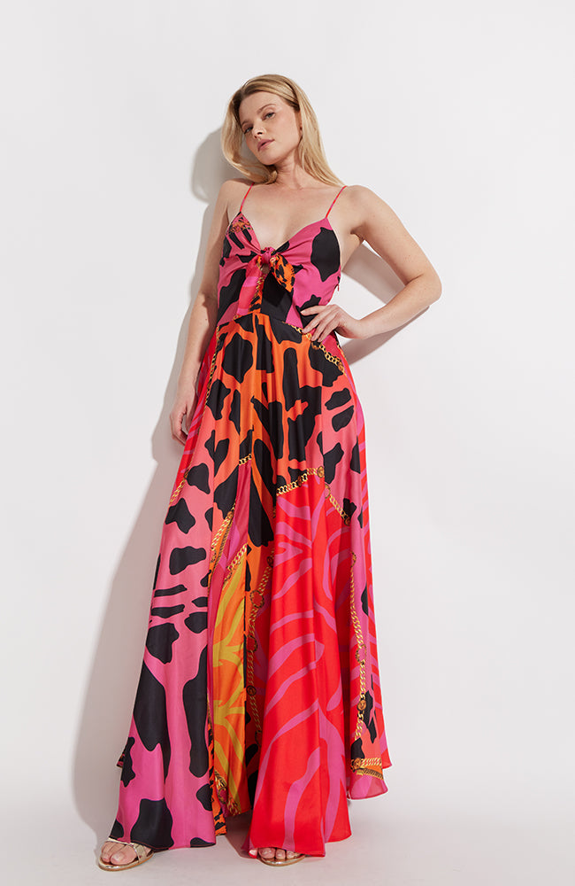 Strappy Tie Front Maxi Dress