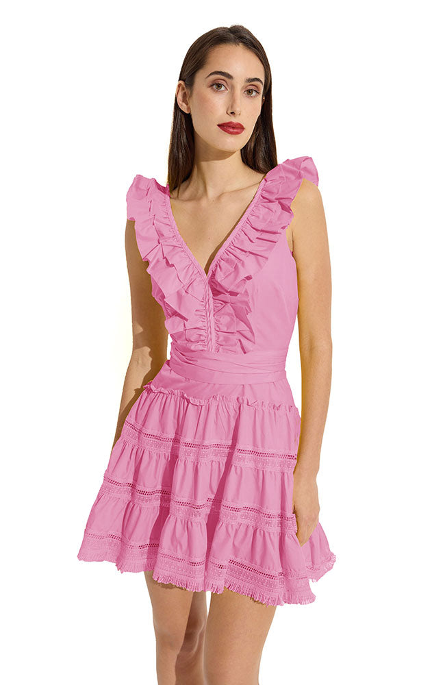 Short Front Ruffle Collar V Neck Ruffle Front Short Dress – shoprodeodrive