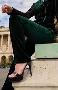 Stretch Velvet Straight Pants