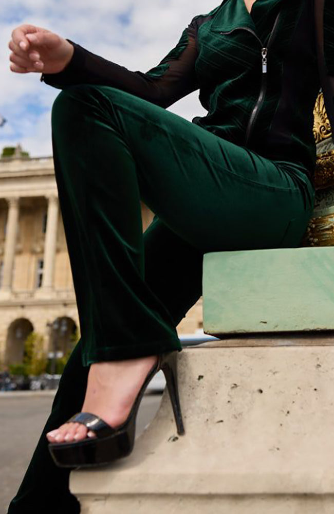 Stretch Velvet Straight Pants