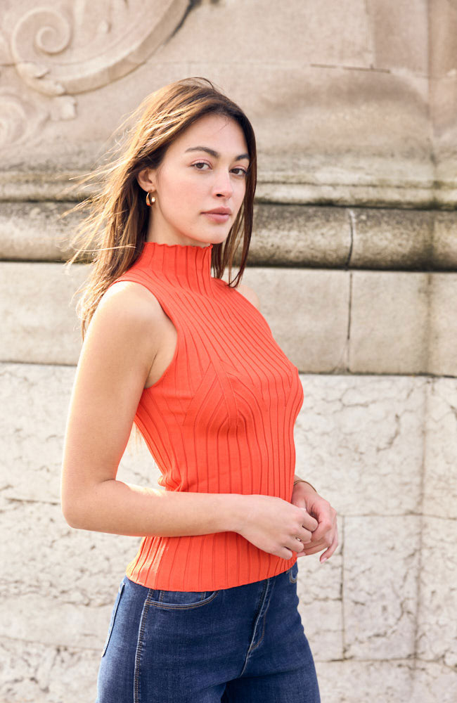 Sleeveless Ribbed Turtleneck