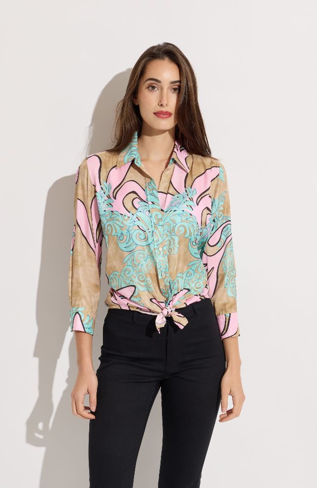 Scroll Print Buttondown Blouse