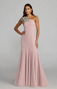 Crepe Mermaid Gown with Flower