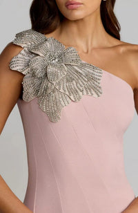 Crepe Mermaid Gown with Flower