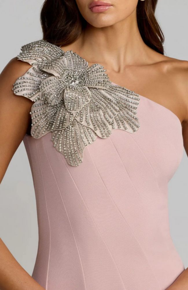 Crepe Mermaid Gown with Flower