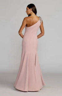 Crepe Mermaid Gown with Flower