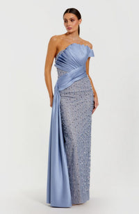 Beaded Lace Satin Top Gown