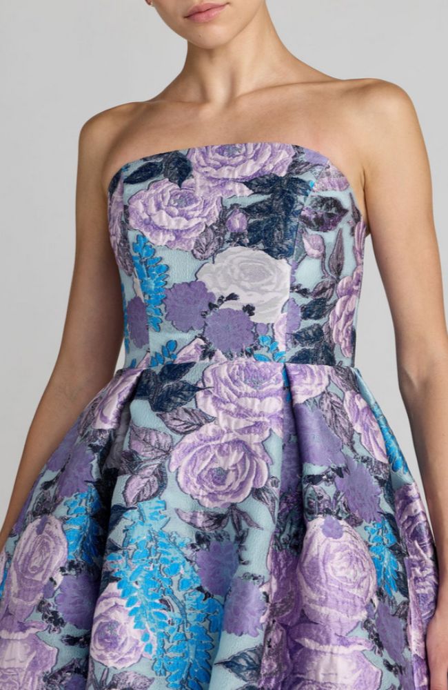 Organza Strapless Gown with Pockets