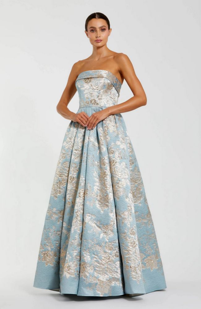Floral Brocade A Line Gown