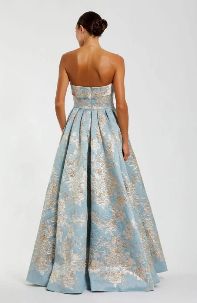 Floral Brocade A Line Gown