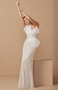 Sequin Organza Bow Detail Gown