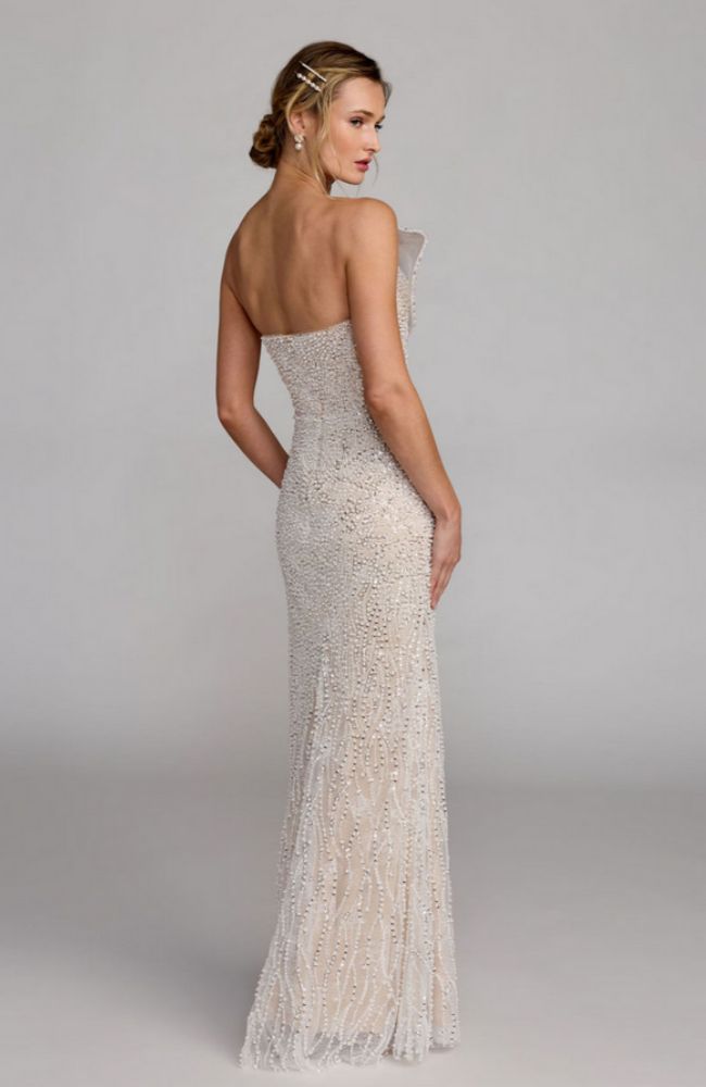 Sequin Organza Bow Detail Gown