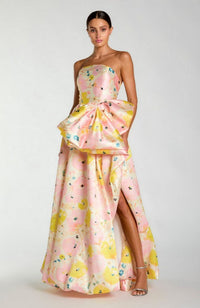 Mikado Bubble Hem Bow Gown