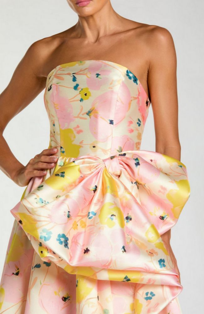 Mikado Bubble Hem Bow Gown