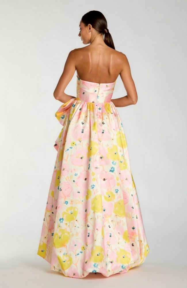 Mikado Bubble Hem Bow Gown