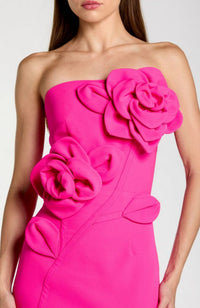 3D Flower Detail Midi Dress