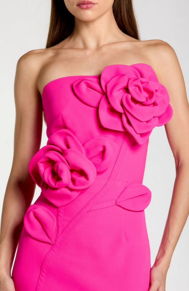 3D Flower Detail Midi Dress