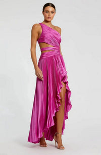 One Shoulder Pleated Gown