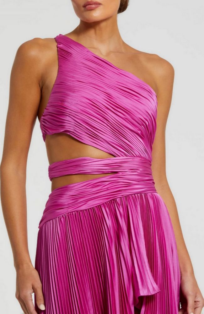 One Shoulder Pleated Gown