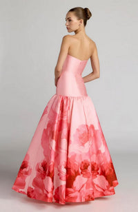 Mikado Strapless Drop Waist Gown