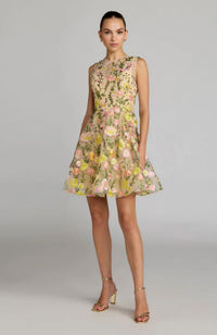 Emb Lace High Neck Mini Dress