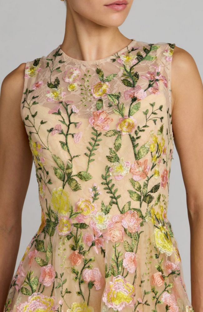 Emb Lace High Neck Mini Dress