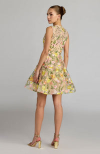 Emb Lace High Neck Mini Dress