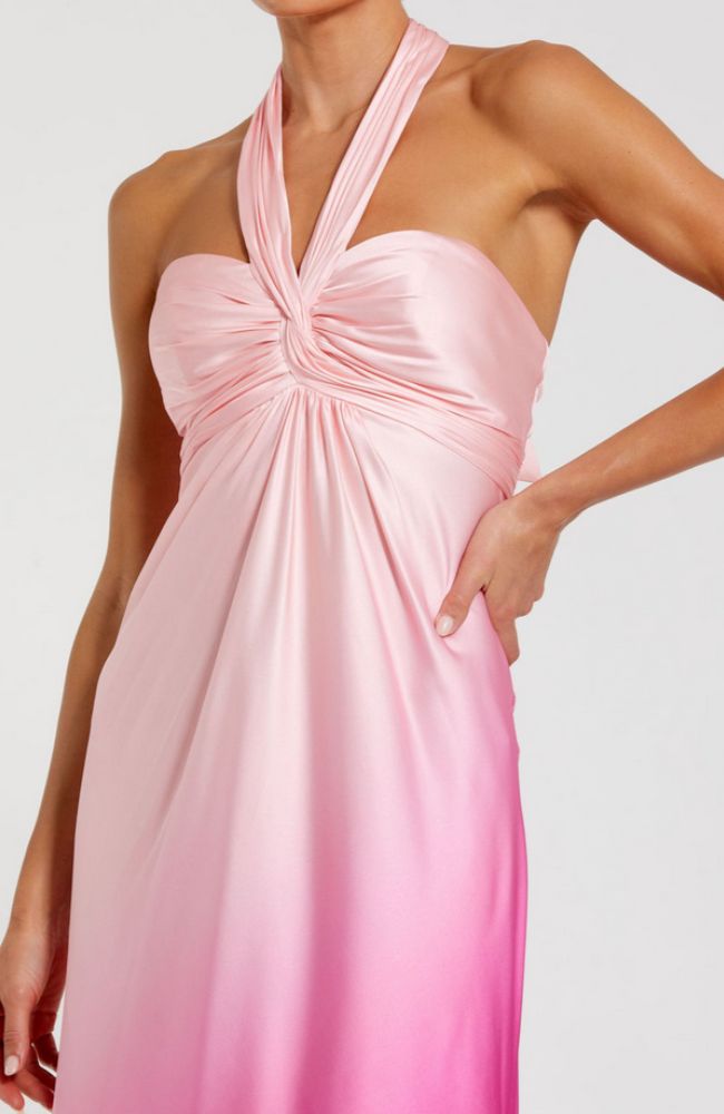 Tie Halter Neck Ombre Gown