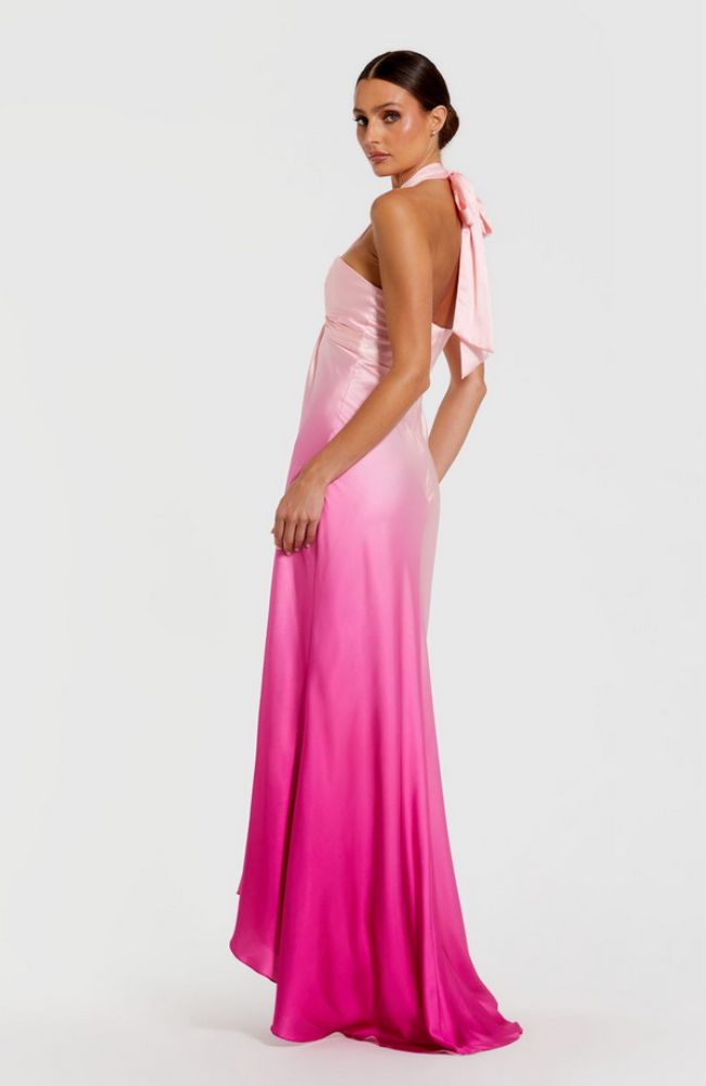 Tie Halter Neck Ombre Gown