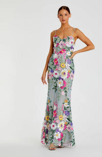 Floral Sleeveless Bustier Gown