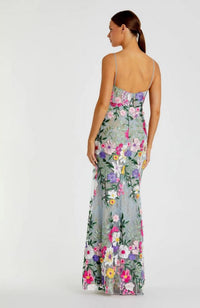Floral Sleeveless Bustier Gown