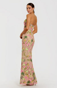 Floral Emb Column Gown