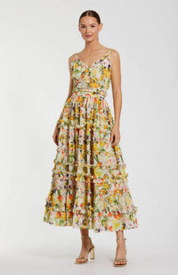 Floral Print Ruffle Midi Dress