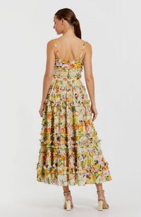 Floral Print Ruffle Midi Dress