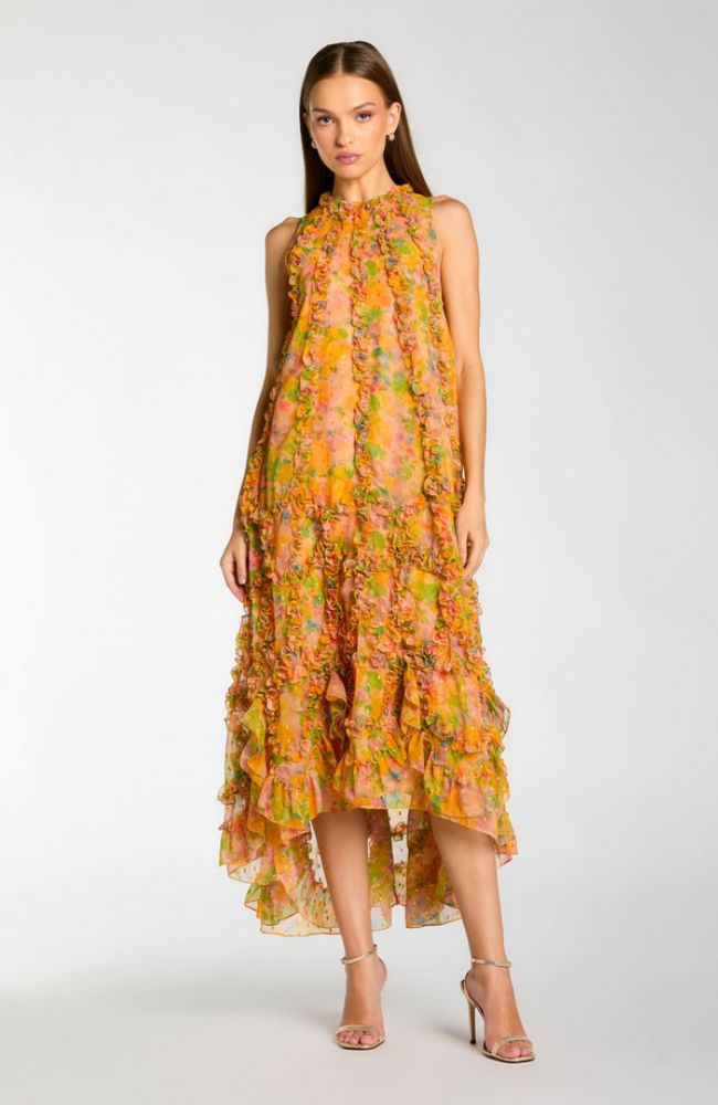 Chiffon Ruffle High Low Dress
