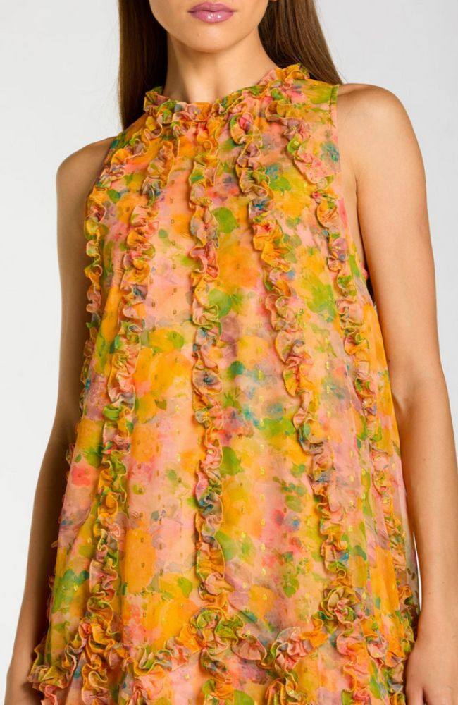 Chiffon Ruffle High Low Dress