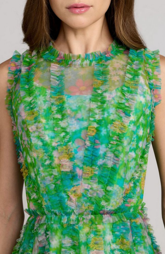 Mesh Micro Ruffle Mini Dress