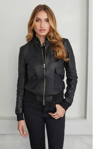 Washed Leather Bomber Jacket