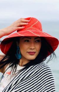 Sun Hat Coral Pinstripe 5 Inch