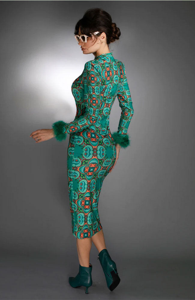 Mock Neck Midi Dress