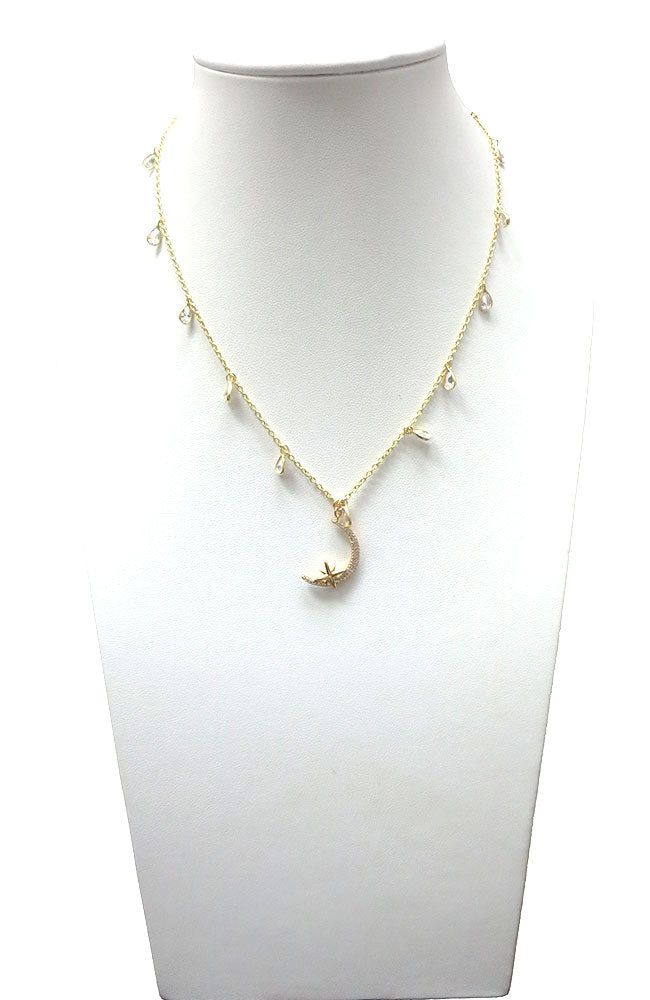CZ Moon & Star Necklace