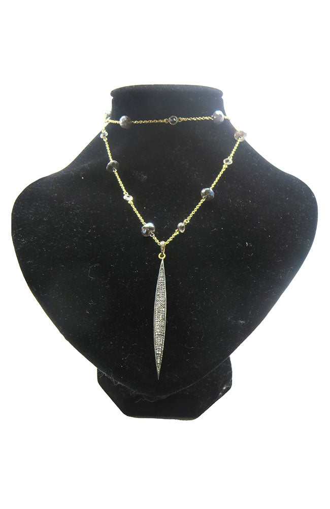 Topaz Spear Gold Lox Lab Necklace