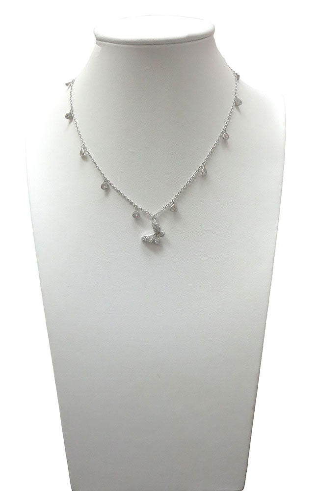 CZ Butterfly Silver Necklace