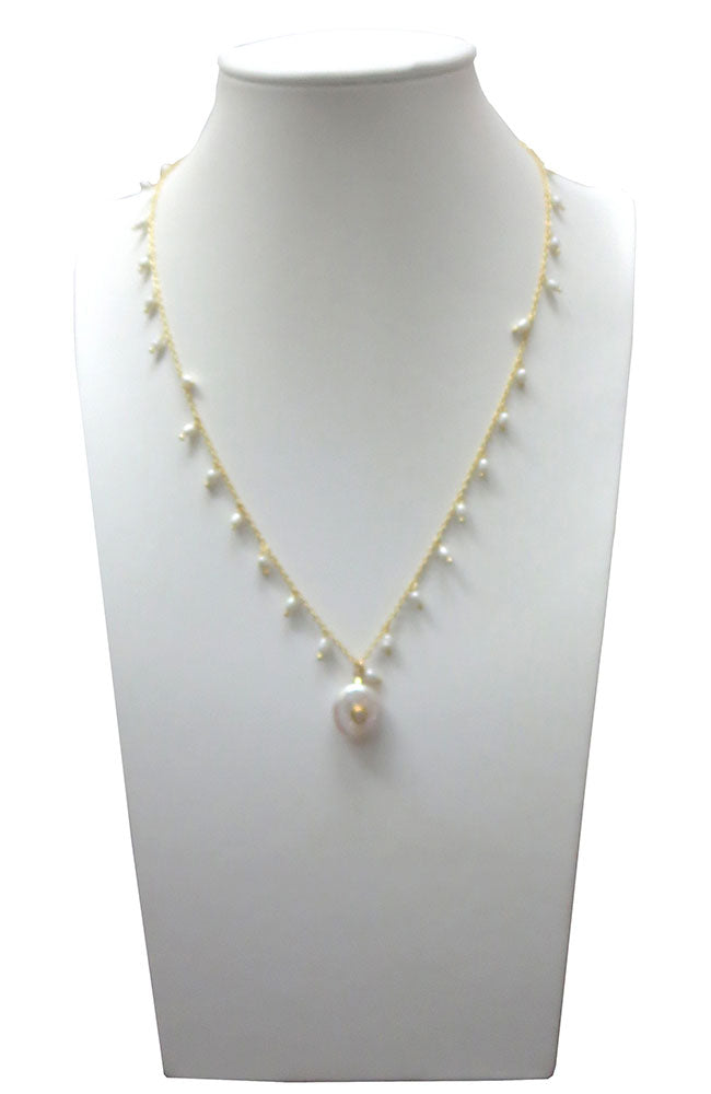 CZ Pearl Dangles Necklace