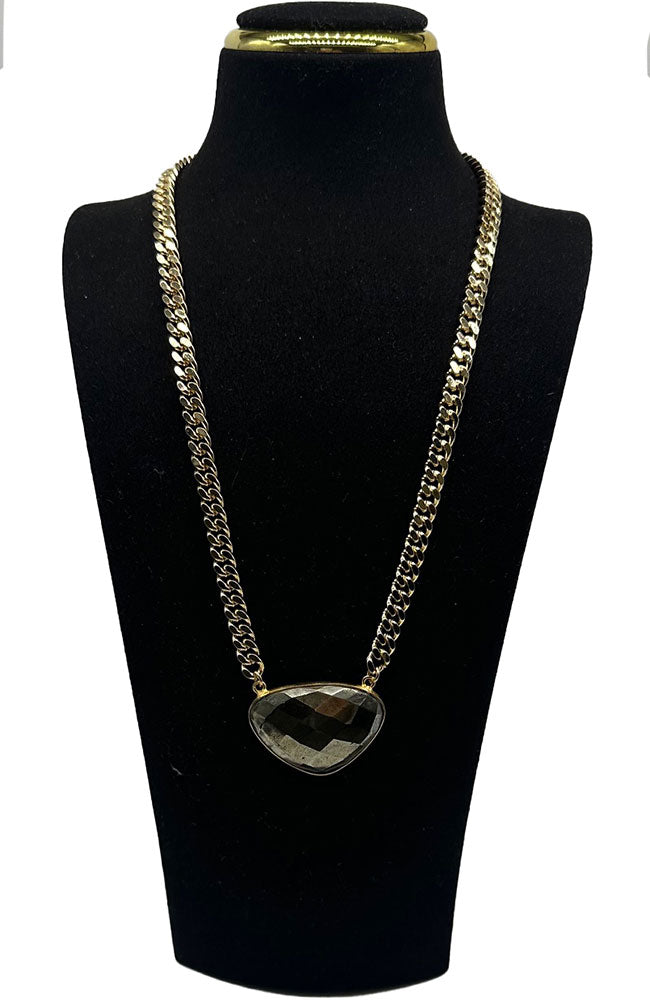 Pyrite Curb Chain Necklace